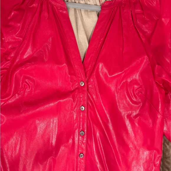 NWOT Karlie - Cranberry Pleather Button Top Size M - Picture 4 of 4